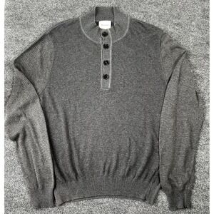 Billy Reid Cardigan Sweater Mens‎ XL Gray Mock Neck 4 Button Sweater Cotton